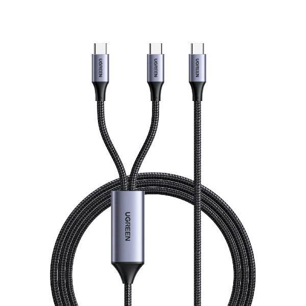 Ugreen US561 2in1 Καλώδιο Γρήγορης Φόρτισης 2.0 - USB σε Type-C 2m - Space Gray