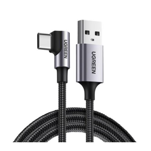 Ugreen US284 Καλώδιο Γρήγορης Φόρτισης και Μεταφοράς Δεδομένων 90 Degree  2.0 3A - USB σε Type-C 1m - Space Gray