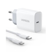 Φορτιστής Ugreen Γρήγορης Φόρτισης Σετ με Θύρα USB-C και Καλώδιο Lightning 20W - White