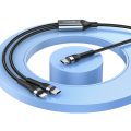 Καλώδιο φόρτισης Recci RTC-T16 2in1 USB-C σε USB-C / Lightning / 1.20m - Black