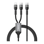 Καλώδιο φόρτισης Recci RTC-T16 2in1 USB-C σε USB-C / Lightning / 1.20m - Black