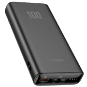 PowerBank Veger T100 - 20000mAh Ultra Compact Design PD100W Max Output 1x USB-A, 2X USB-C  - Black