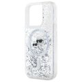 Θήκη Σιλικόνης με Magsafe Karl Lagerfeld Liquid Glitter Karl and Choupette Heads για iPhone 15 Pro Max - Clear