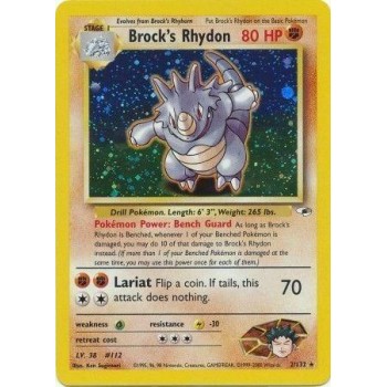 Brock”s Rhydon (Gym Heroes 2/132) (Holo Rare ) English - Poor
