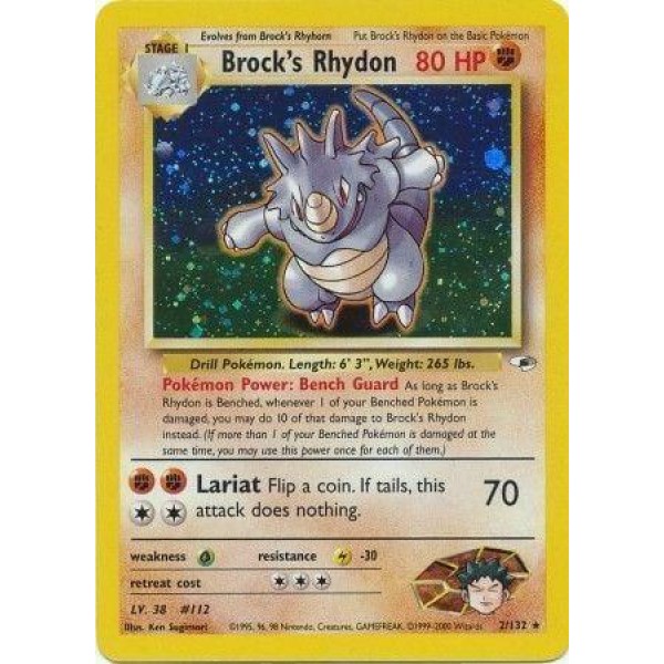 Brock”s Rhydon (Gym Heroes 2/132) (Holo Rare ) English - Poor