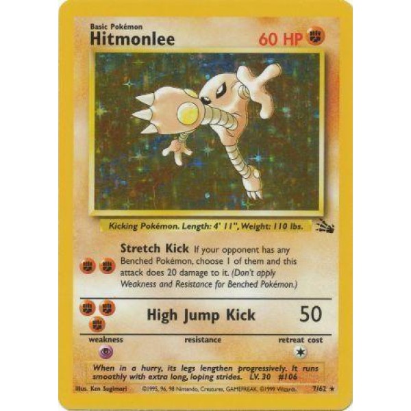 Hitmonlee (Fossil 7/62) (Holo Rare ) English - Good