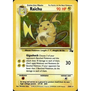 Raichu (Fossil 14/62) (Holo Rare ) English - Excellent