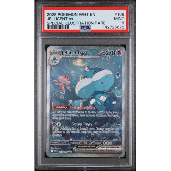 Jellicent ex - White Flare - English 2025 - #168/086 - PSA MINT 9 - Pokemon Graded Card