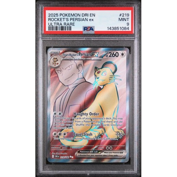Rocket”s Persian EX - Destined Rivals - English 2025 -  #219/182 - PSA MINT 9 - Pokemon Graded Card