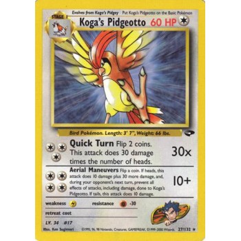 Koga”s Pidgeotto (Gym Challenge 27/132) (Rare) English - Near Mint