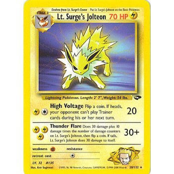 Lt. Surge”s Jolteon (Gym Challenge 28/132) (Rare) English - Excellent
