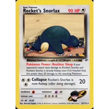 Rocket”s Snorlax (Gym Heroes 33/132) (Rare) English - Excellent