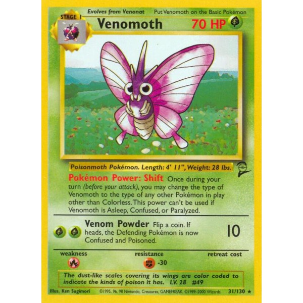 Venomoth (Base Set 2 31/130) (Rare) English - Excellent