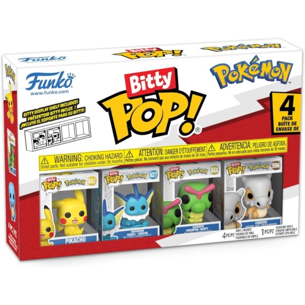 Funko Bitty POP! Pokémon series 1 (4-Pack) - Συλλεκτικές Φιγούρες Pikachu, Vaporeon, Caterpie & Cubone