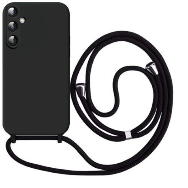 Θήκη Orso Liquid Silicone με Κορδόνι για Samsung Galaxy A16 - Black / Μαύρη