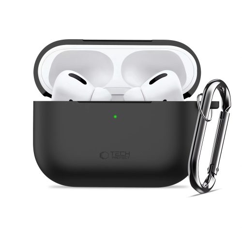 Θήκη Σιλικόνης Tech-Protect Silicone Hook με Καραμπίνερ για Apple AirPods Pro 3 - Black