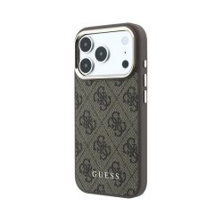 Σκληρή Θήκη Δερματίνης Guess Gold Frame με MagSafe για iPhone 18 Pro Max  - Brown