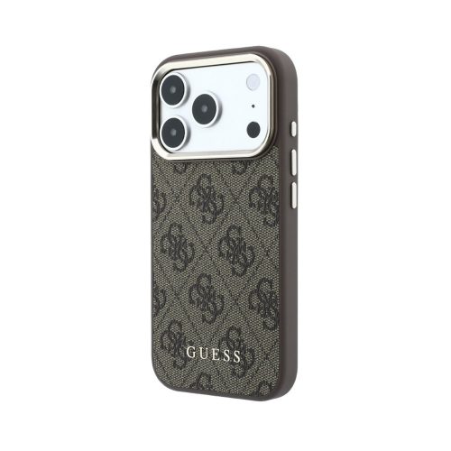 Σκληρή Θήκη Δερματίνης Guess Gold Frame με MagSafe για iPhone 18 Pro Max  - Brown