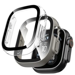 Σετ 2 Θηκών Tech-Protect Defense με Τζαμάκι για Apple Watch Ultra 1 / 2 / 3 / 4 49mm - Titanium & Clear
