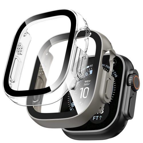 Σετ 2 Θηκών Tech-Protect Defense με Τζαμάκι για Apple Watch Ultra 1 / 2 / 3 / 4 49mm - Titanium & Clear