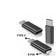 Αντάπτορας Στρογγυλός GREEN LYCA lightning σε OTG Type C - Black