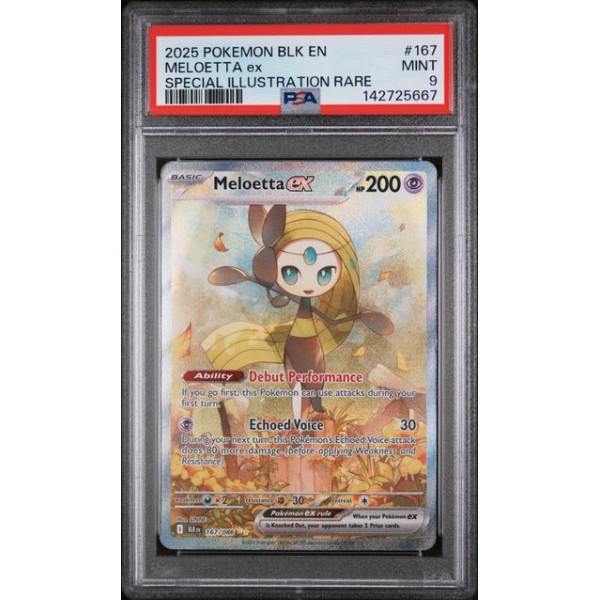 Meloetta ex - 2025 English Black Bolt  #167/086 - PSA MINT 9 - Pokemon Graded Card