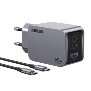 Σετ Φόρτισης UGREEN X757 65W με Θύρα USB-A και 2 Θύρες USB-C και Καλώδιο USB-C - USB-C - GaN Quick Charge 4.0 - Gray