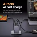 Σετ Φόρτισης UGREEN X757 65W με Θύρα USB-A και 2 Θύρες USB-C και Καλώδιο USB-C - USB-C - GaN Quick Charge 4.0 - Gray