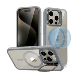 Θήκη Σιλικόνης ESR Classic Hybrid with Stash Stand HaloLock MagSafe για iPhone 15 Pro - Clear Gray
