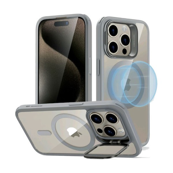 Θήκη Σιλικόνης ESR Classic Hybrid with Stash Stand HaloLock MagSafe για iPhone 15 Pro - Clear Gray