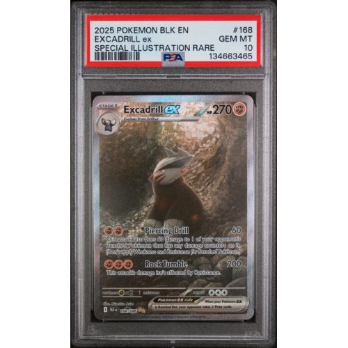 EXCADRILL EX - BLACK BOLT - ENGLISH 2025 - #168 - PSA GEM MINT 10 - POKEMON GRADED CARD