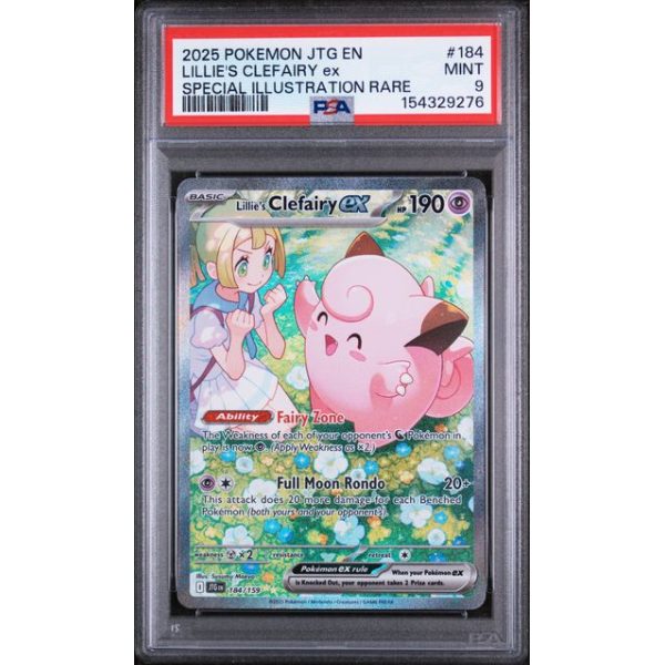 LILLIE”S CLEFAIRY EX - JOURNEY TOGETHER - ENGLISH 2025 - #184 - PSA MINT 9 - POKEMON GRADED CARD