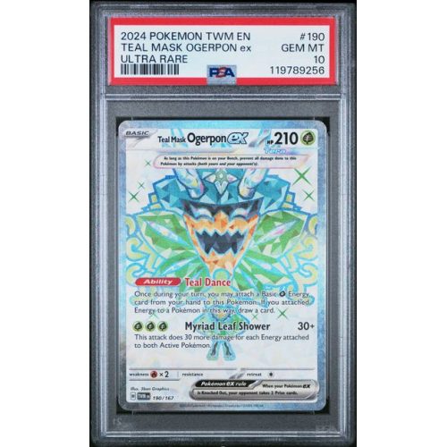TEAL MASK OGERPON EX - TWILIGHT MASQUERADE - ENGLISH 2024 - #190 - PSA GEM MINT 10 - POKEMON GRADED CARD