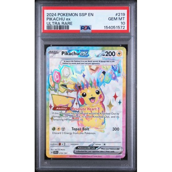 Pikachu EX #219 - Surging Sparks 2024 - Ultra Rare - PSA 10 GEM MINT - English