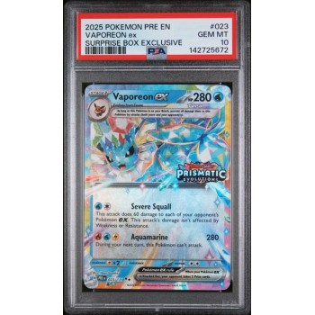 Vaporeon EX - Surprise Box Exclusive Prismatic Evolutions - English 2025 #023/131 - PSA GEM MT 10 - Pokemon Graded Card