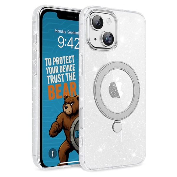 Θήκη Σιλικόνης Orso Ostand MagSafe iPhone 15 - Glitter Clear