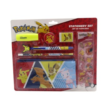 Pokémon Stationery Set 7pcs με Τριπλή Κασετίνα & Αυτοκόλλητα