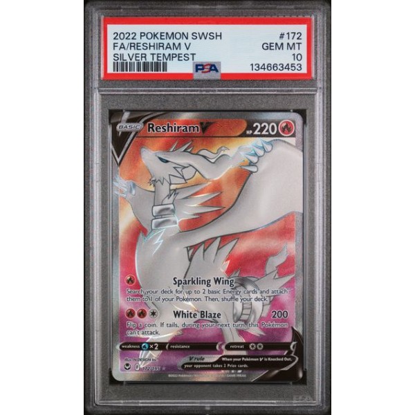 Reshiram V #172 – Silver Tempest (2022) – Full Art – PSA 10 GEM MINT – English