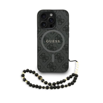 Σκληρή Θήκη Δερματίνης με Magsafe Guess Back Cover 4G Colored Ring Strap για iPhone 15 Pro - Black