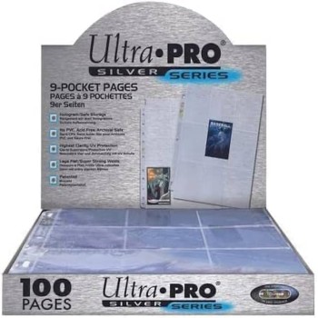 Ultra Pro (9-Pocket) Secure Silver  Series Page - Up-Loading για Toploaders (100 Τεμάχια) – Transparent