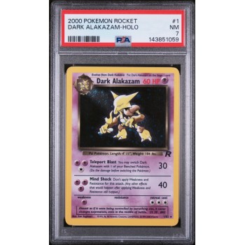 Dark Alakazam - Holo - Team Rocket - English 2000 -  #001/082 - NM 7 - Pokemon Graded Card