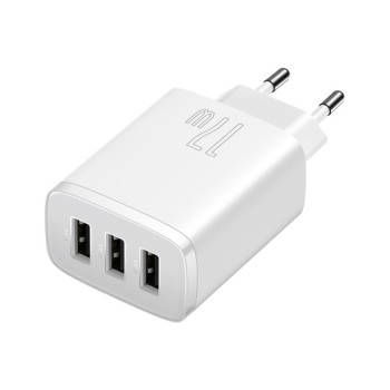 Φορτιστής Baseus Compact Quick Charger με 3 Θύρες USB A 17W - White