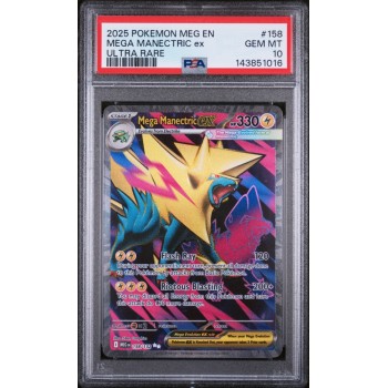 Mega Manetric ex - Mega Evolution  - English 2025 - #158/132 - PSA GEM MINT 10 - Pokemon Graded Card
