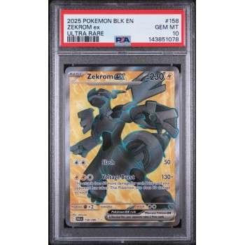 Zekrom EX - Black Bolt - English 2025 -  158/086 - PSA GEM MT 10 - Pokemon Graded Card
