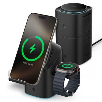 Spigen Essential EF223MS QI2 3IN1 Rotary Magnetic Magsafe Wireless Charger - Black