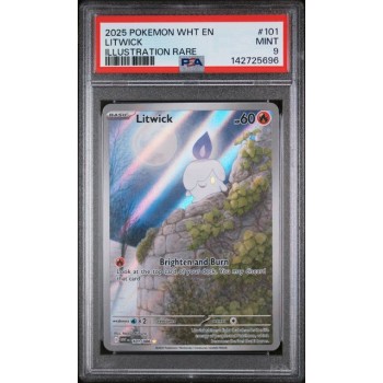 Litwick - White Flare - English 2025 - #101/086 - PSA MINT 9 - Pokemon Graded Card