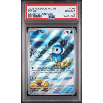 Piplup #98 - Phantasmal Flames 2025 - Illustration Rare - PSA 10 GEM MINT - English