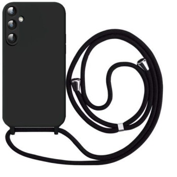 Θήκη Orso Liquid Silicone με Κορδόνι για Samsung Galaxy A16 - Black / Μαύρη