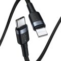 Καλώδιο Baseus USB-C to Lightning Cafule Braided 18W, 1m - Black/Grey