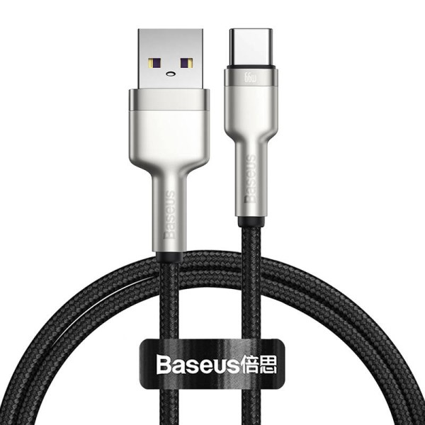Baseus Braided Καλώδιο USB σε Type-C 5Α 66W Braided Cable 2m - Black/Silver